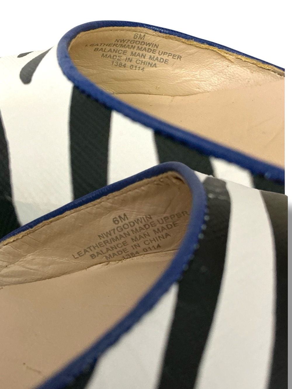 Nine West Zebra Print Pointed Toe Ankle Strap Pump 2” Kitten Heel Blue Black 6 - Picture 8 of 16